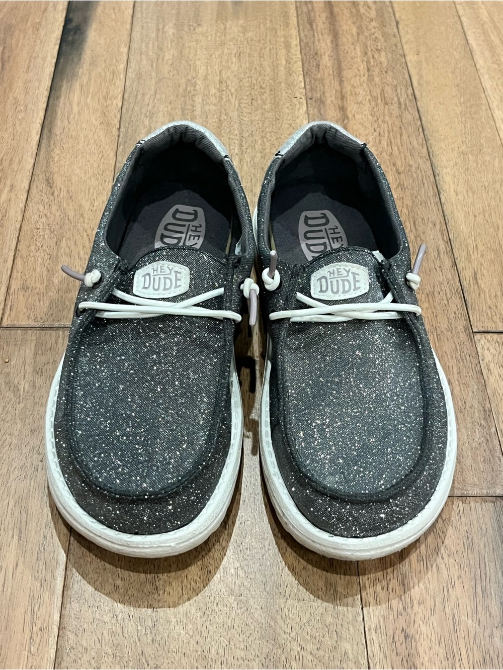 Hey Dude Kids Sparkle Charcoal Slip-On Sneakers